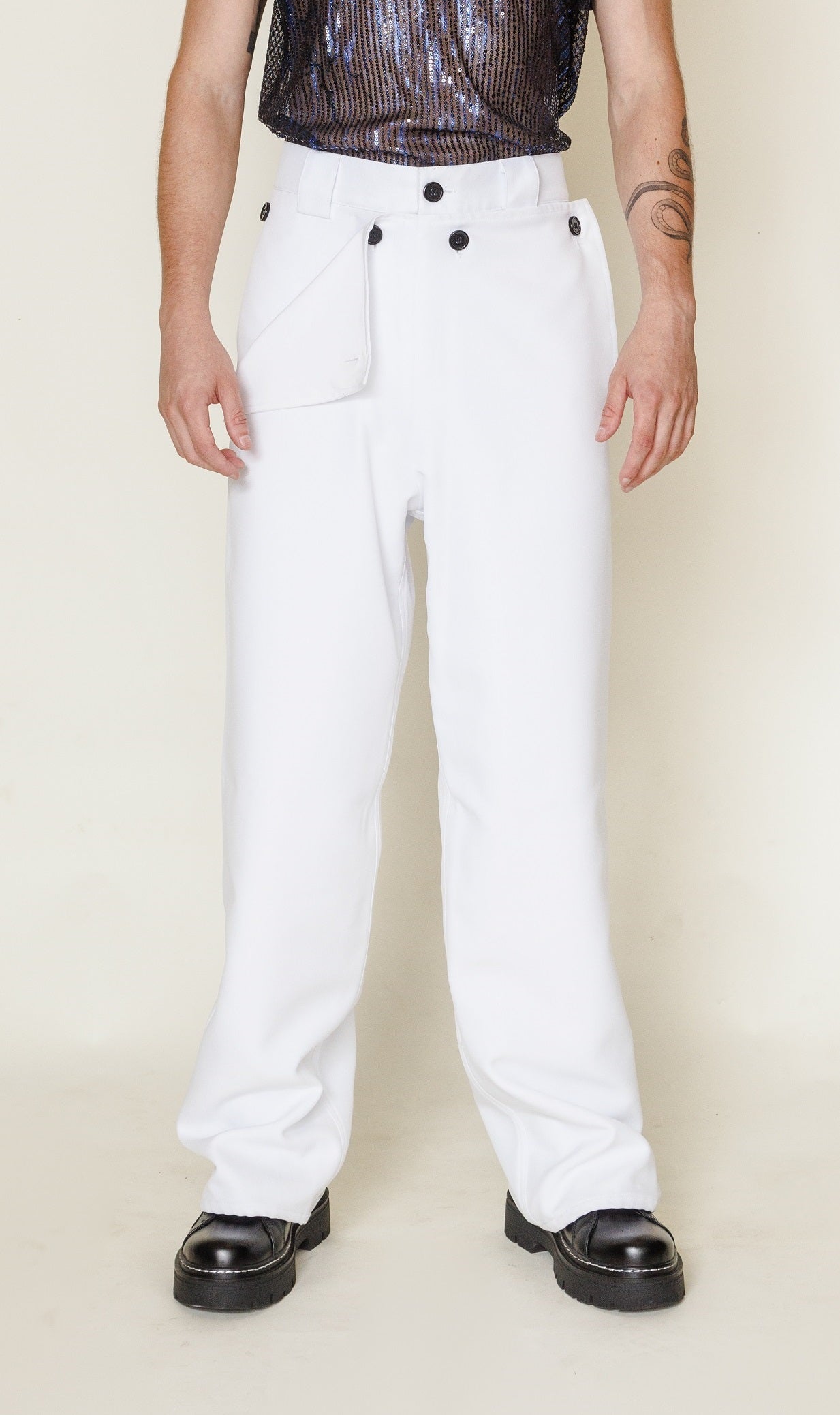 Pantalon Blanco Botones