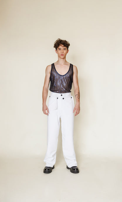 Pantalon Blanco Botones