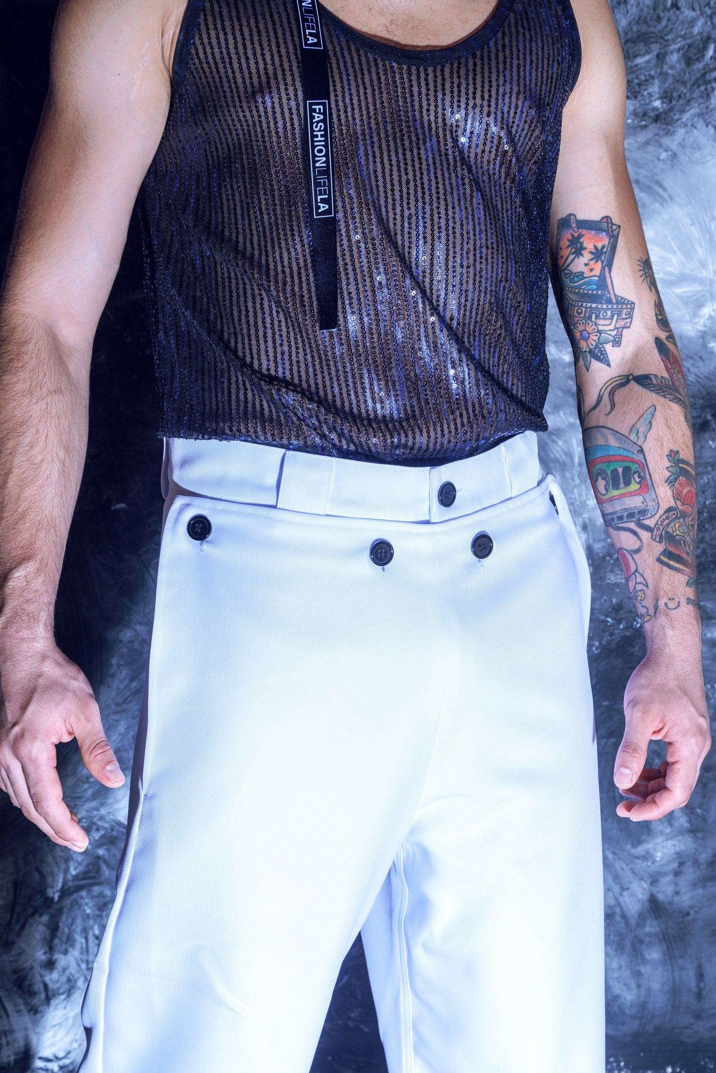 Pantalon Blanco Botones